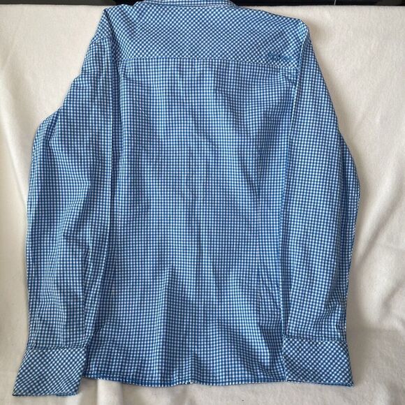 Ariat Women's Size XL Fitted Pink/Blue Plaid LS Western Shirt Embroidered Logos - Picture 6 of 8